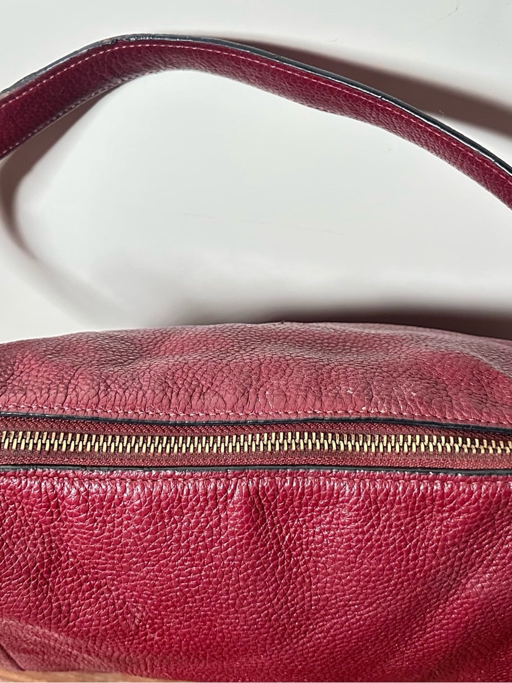 Coach Marlon Hobo Bag Refined Pebble Leather Burgundy Gold F79994 - Picture 6 of 9